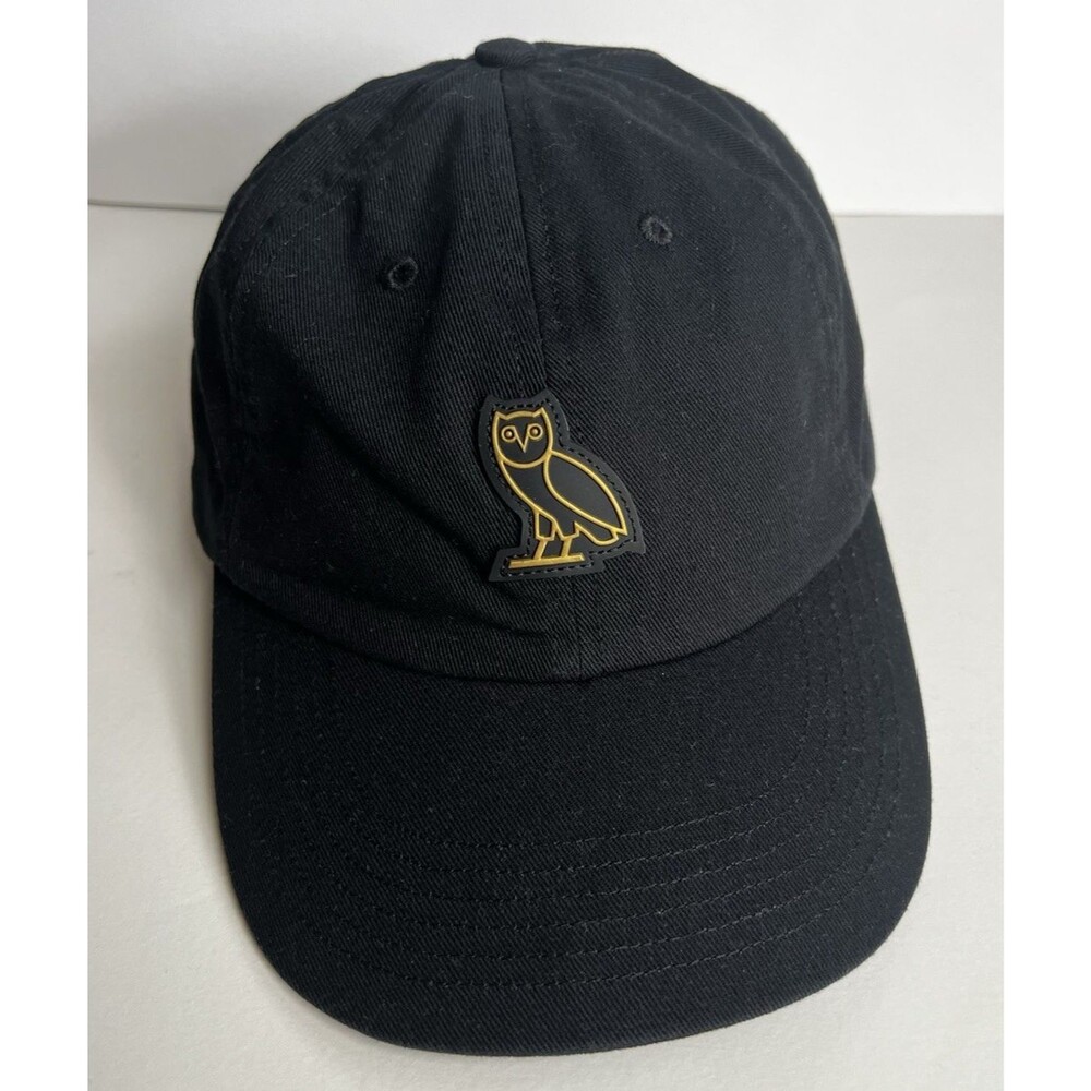 OVO Black Baseball Cap Adjustable Owl Logo Solid Hip Hop Casual One Size Men
